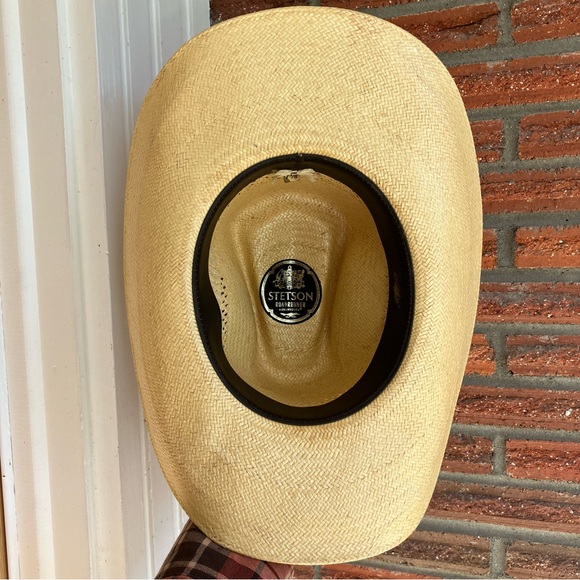 Vintage Stetson Roadrunner Bryantcote Straw Cowboy Hat Size 7 1/8 - Picture 6 of 11